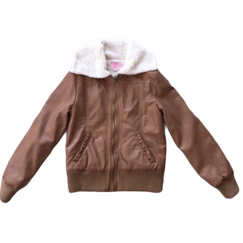 Copper Key Faux Leather Jacket